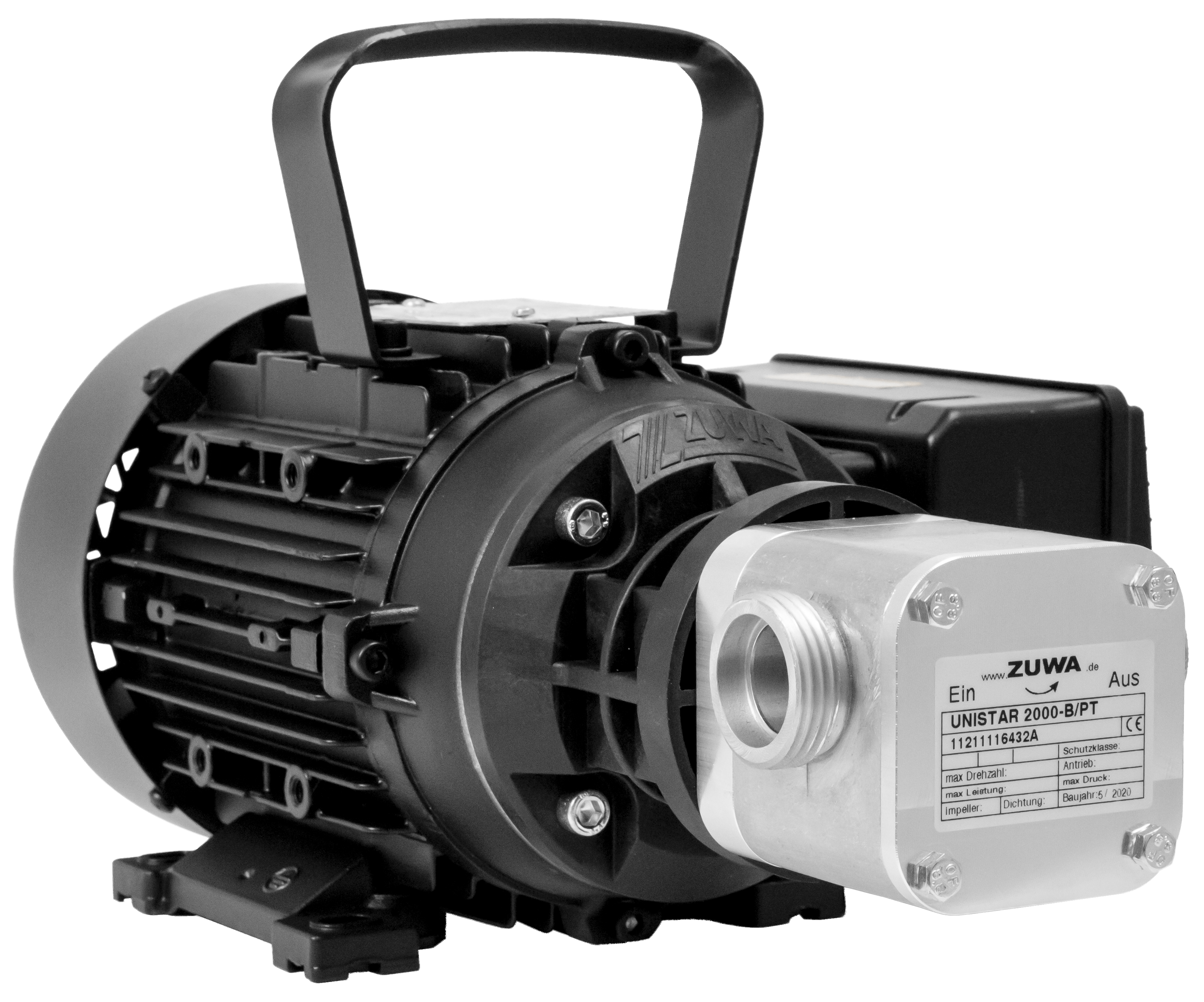 Impellerpumpe mit Motor, Kabel und Stecker